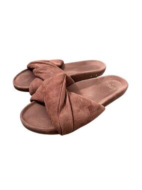 Beek Tesia Reddish Brown Suede Slide Sandals Womens Size 8